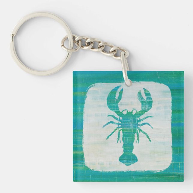 Coastal Art | Aqua Lobster Keychain (Front)
