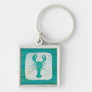 Coastal Art Aqua Lobster Keychain