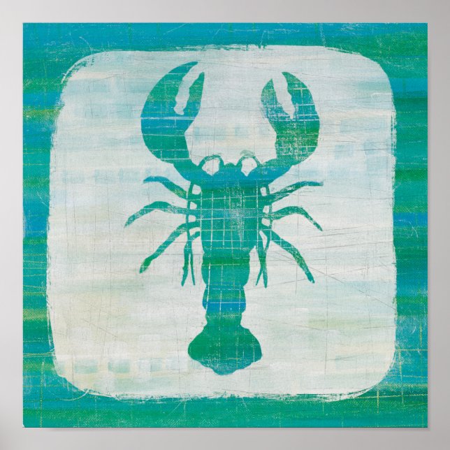Coastal Art | Aqua Lobster Poster (Front)