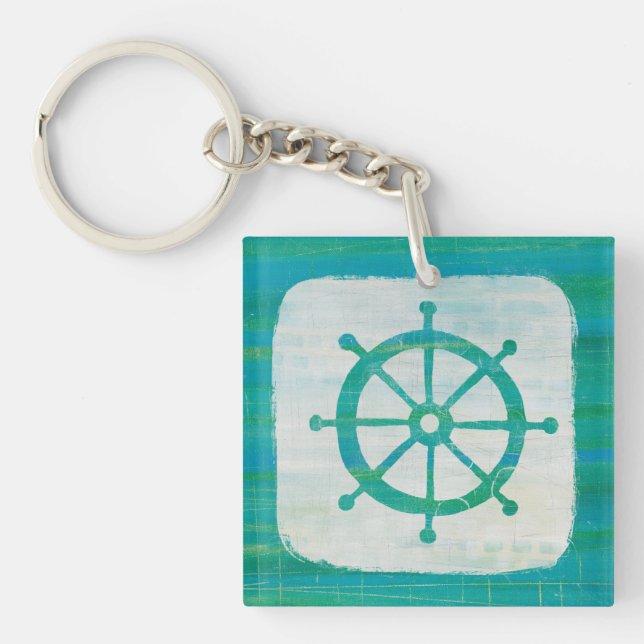 Coastal Art | Aqua Steering Wheel Keychain (Front)