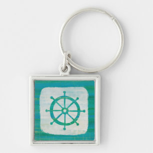 Coastal Art   Aqua Steering Wheel Keychain