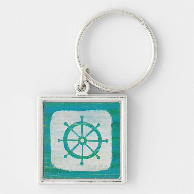 Coastal Art | Aqua Steering Wheel Keychain (Front)