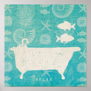 Coastal Art Bathtub Flat Poster