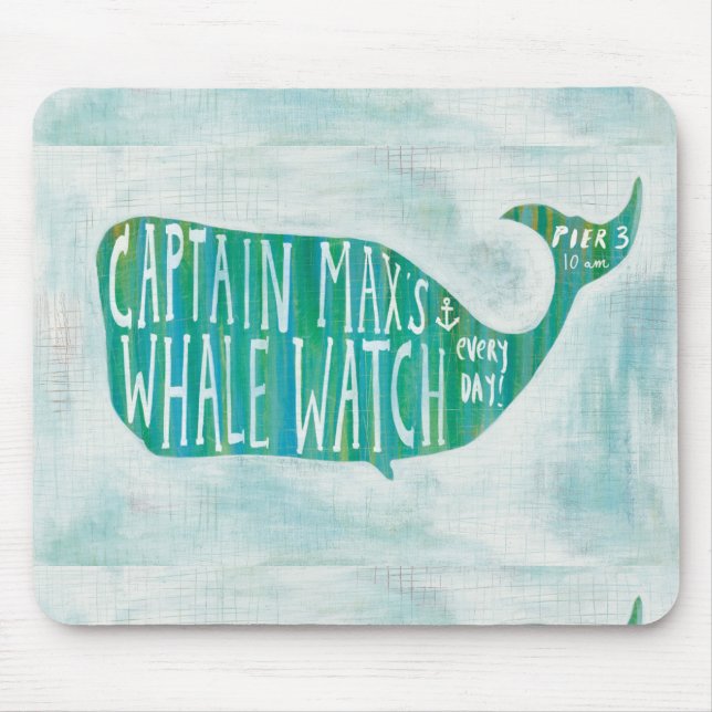 Coastal Art | Captain Max's Whale Watch Mouse Pad (Front)