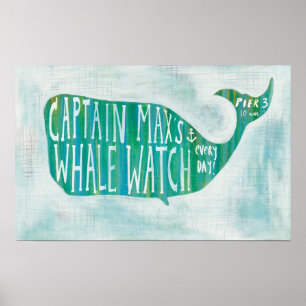 Coastal Art   Captain Max's Whale Watch Poster