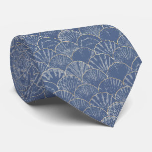 Coastal Art Deco Scallop Neck Tie