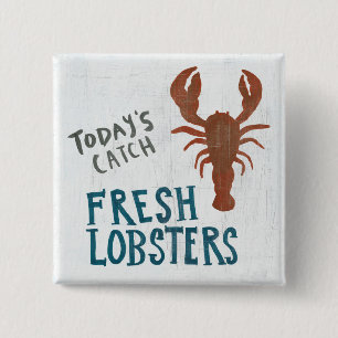 Coastal Art Fresh Lobsters Pinback Button