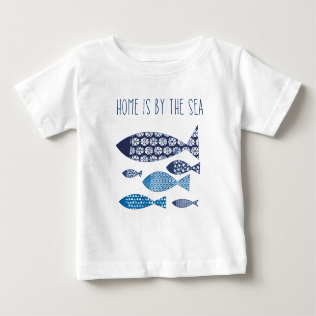 Coastal Art | Home is By the Sea Baby T-Shirt (Front)