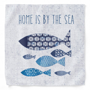 Coastal Art   Home is By the Sea Bandana