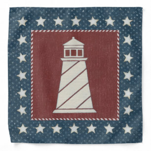 Coastal Art Lighthouse on Red Bandana