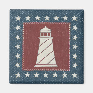 Coastal Art   Lighthouse on Red Magnet