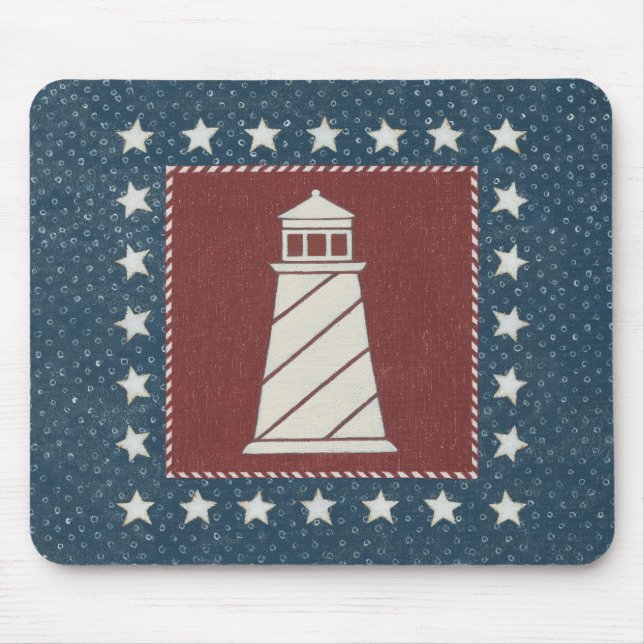 Coastal Art | Lighthouse on Red Mouse Pad (Front)