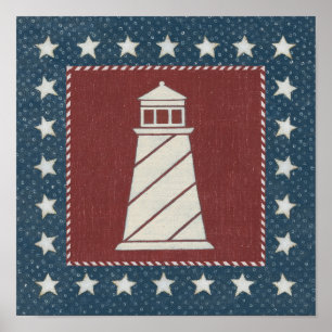 Coastal Art Lighthouse on Red Poster