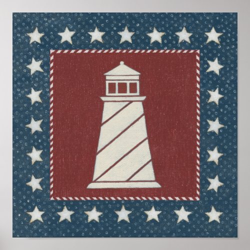 Coastal Art  Lighthouse on Red Poster