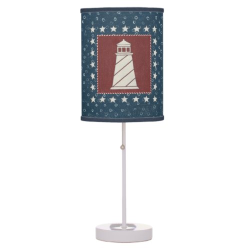 Coastal Art  Lighthouse on Red Table Lamp