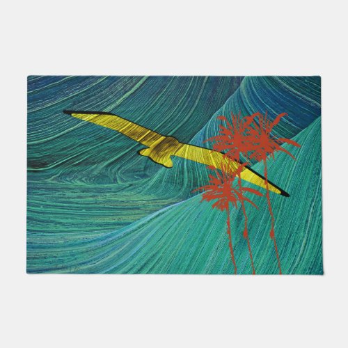 Coastal Art Mat Abstract Seagull Beach Design