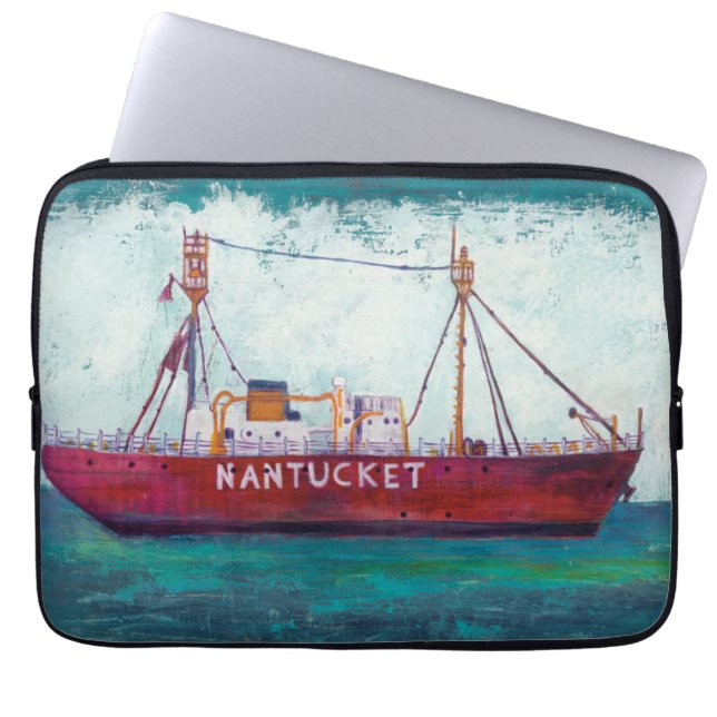 Coastal Art | Nantucket Lightship Laptop Sleeve (Front)