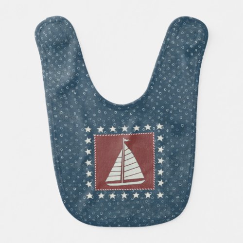 Coastal Art  Sailboat on Red Bib