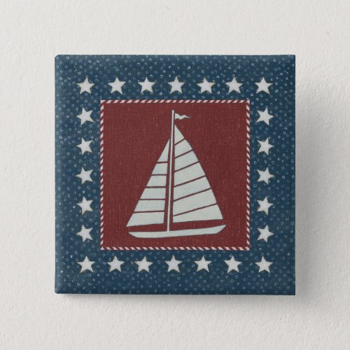 Coastal Art  Sailboat on Red Button