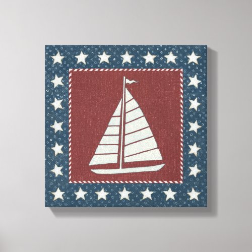 Coastal Art  Sailboat on Red Canvas Print