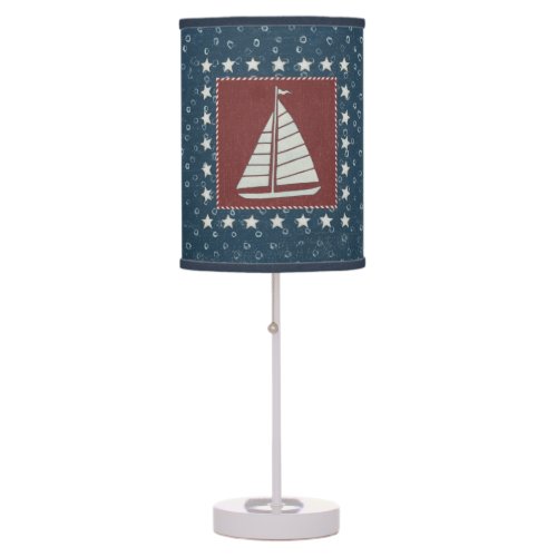 Coastal Art  Sailboat on Red Table Lamp