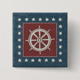 Coastal Art Ship wheel on Red Button