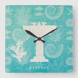 Coastal Artwork   Bathroom Sink Square Wall Clock