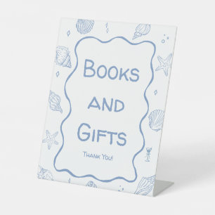 Coastal Baby Shower Books and Gifts Pedestal Sign