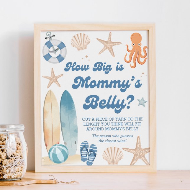 Coastal Baby Shower How Big is Her Belly  Poster (Creator Uploaded)