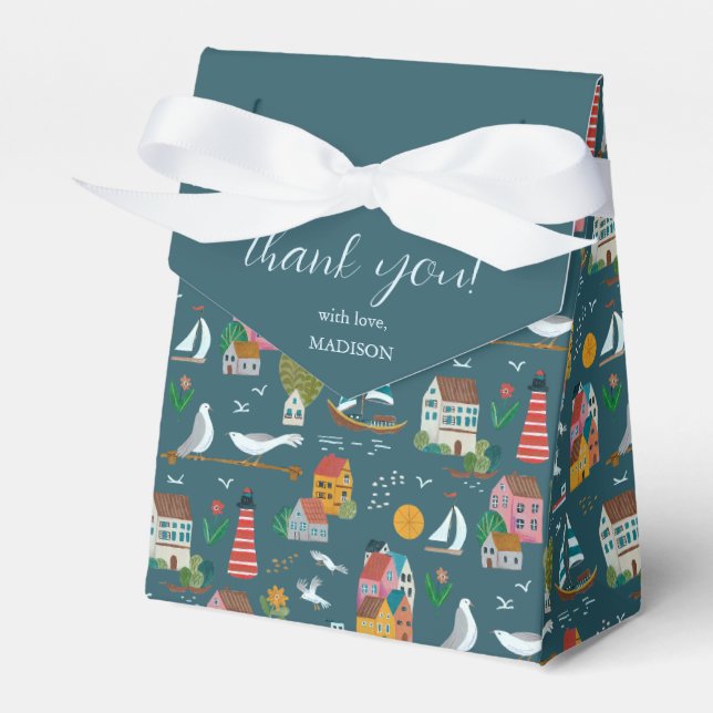 Coastal Baby Shower Thank you Favor Boxes (Front Side)