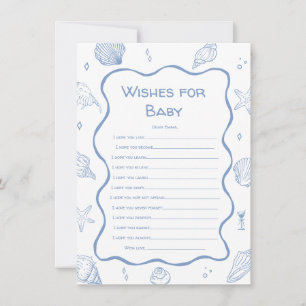 Coastal Baby Shower Wishes for Baby Game Card