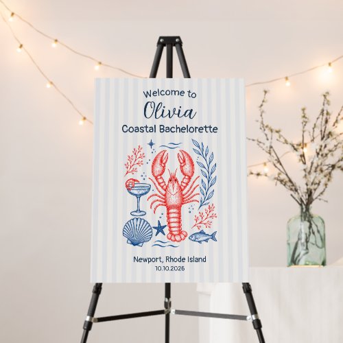 Coastal Bachelorette Blue Coral Lobster Foam Board