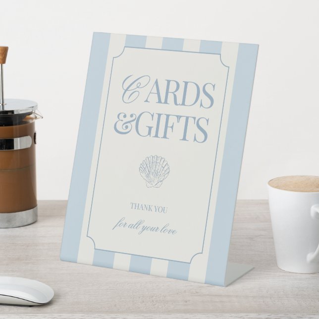 Coastal Bachelorette Cards and Gifts Pedestal Sign (In SItu)