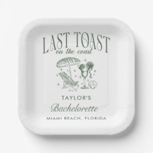 Coastal Bachelorette Cocktail Party Green Paper Plates