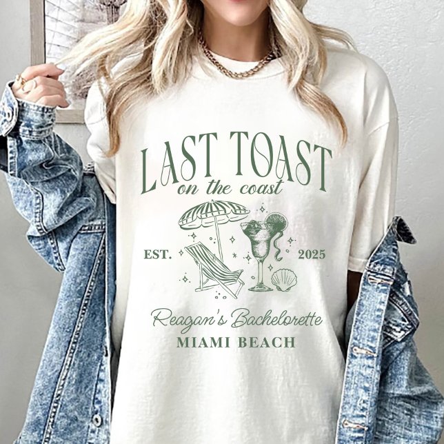 Coastal Bachelorette Cocktail Party Green T-Shirt (Creator Uploaded)