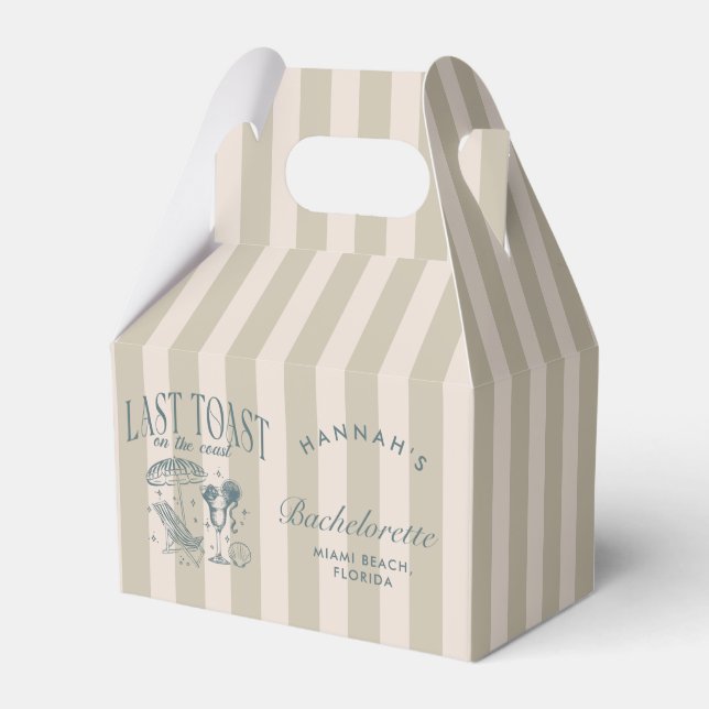 Coastal Bachelorette Cocktail Party Navy Favor Boxes (Front Side)