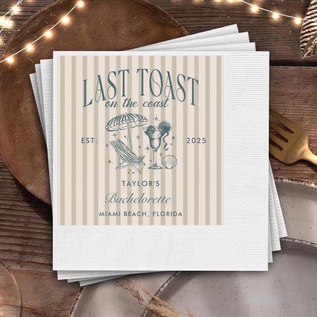 Coastal Bachelorette Cocktail Party Navy Napkins (Creator Uploaded)