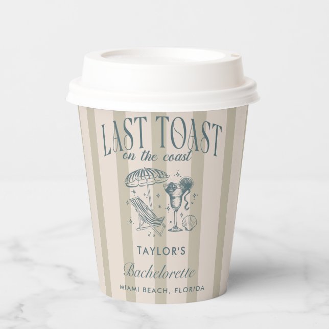 Coastal Bachelorette Cocktail Party Navy Paper Cups (Front)