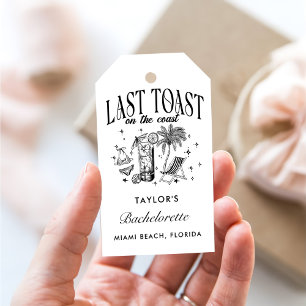 Coastal Bachelorette Modern Cocktail Party Black Gift Tags