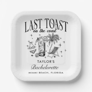 Coastal Bachelorette Modern Cocktail Party Black Paper Plates