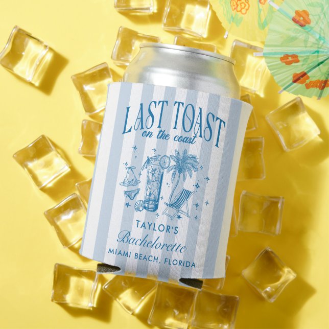 Coastal Bachelorette Modern Cocktail Party Blue Can Cooler (In Situ Summer)