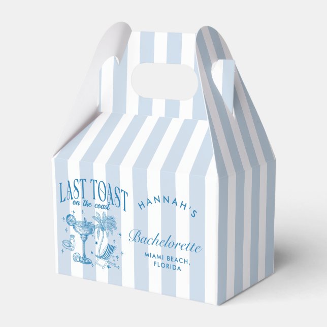 Coastal Bachelorette Modern Cocktail Party Blue Favor Boxes (Front Side)