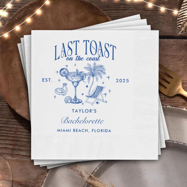 Coastal Bachelorette Modern Cocktail Party Blue Napkins (Creator Uploaded)