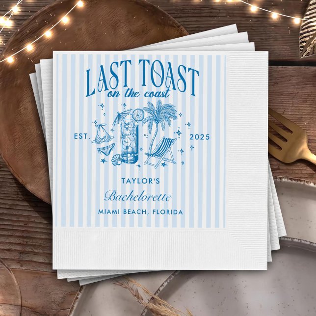Coastal Bachelorette Modern Cocktail Party Blue Napkins (Creator Uploaded)