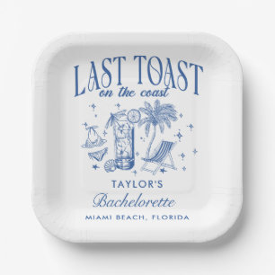 Coastal Bachelorette Modern Cocktail Party Blue Paper Plates