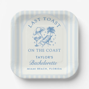 Coastal Bachelorette Modern Cocktail Party Blue Paper Plates