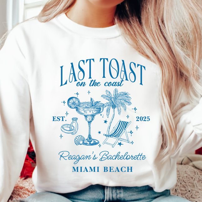 Coastal Bachelorette Modern Cocktail Party Blue Sweatshirt (Creator Uploaded)