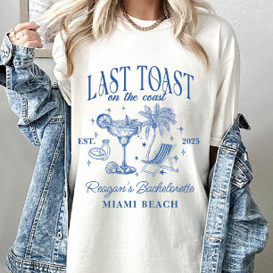 Coastal Bachelorette Modern Cocktail Party Blue T-Shirt