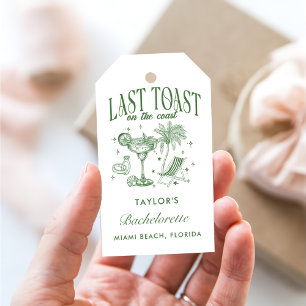 Coastal Bachelorette Modern Cocktail Party Green Gift Tags