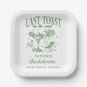 Coastal Bachelorette Modern Cocktail Party Green Paper Plates
